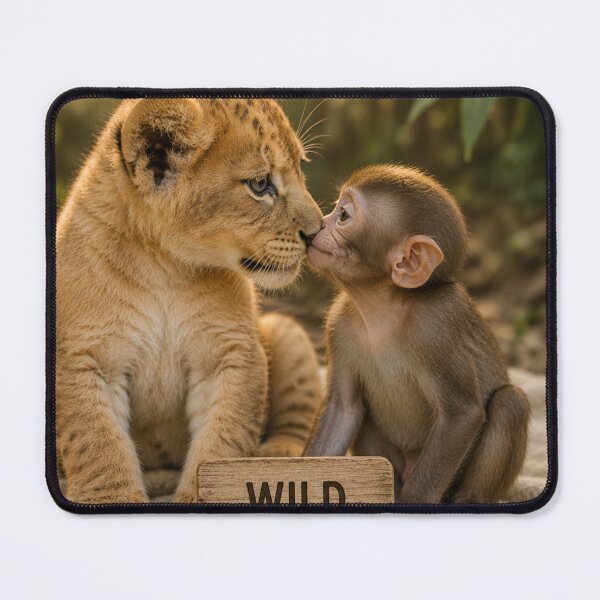 Item preview, Wild Love Lion Cub Monkey Friendship Cute Animals designed and sold by BagFactoryUK.