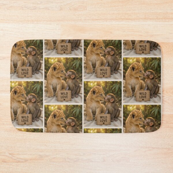 Item preview, Wild Love Lion Cub Monkey Friendship Cute Animals designed and sold by BagFactoryUK.