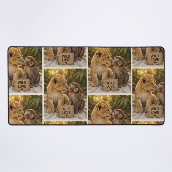 Item preview, Wild Love Lion Cub Monkey Friendship Cute Animals designed and sold by BagFactoryUK.