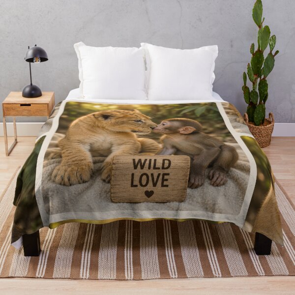 Item preview, Wild Love Lion Cub Monkey Friendship Cute Animals designed and sold by BagFactoryUK.