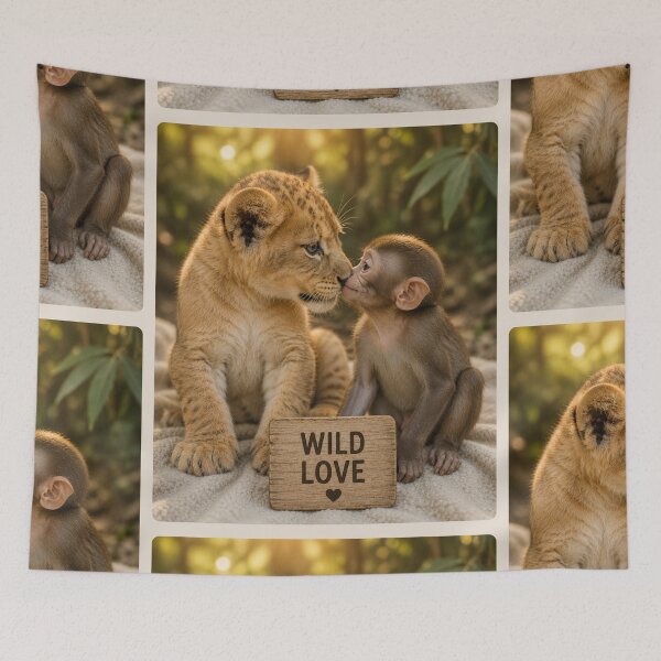 Item preview, Wild Love Lion Cub Monkey Friendship Cute Animals designed and sold by BagFactoryUK.