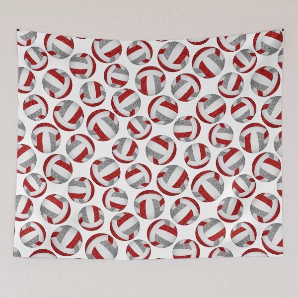 Item preview, Girly volleyballs pattern with red & gray team colors  designed and sold by katzdzynes.