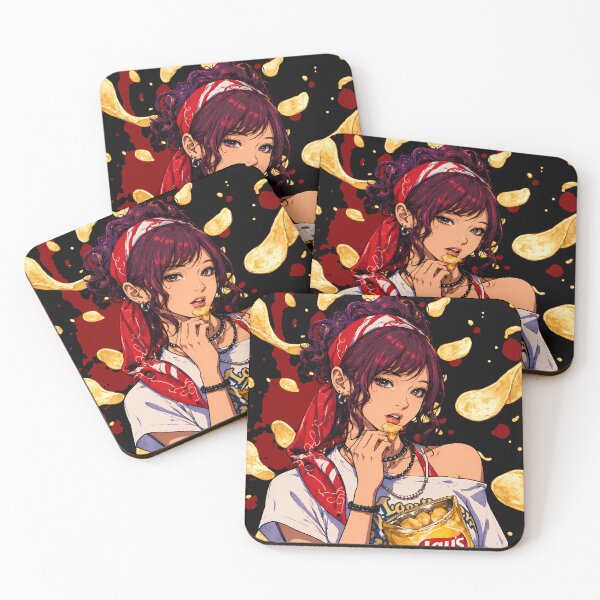 Item preview, Anime Aesthetic Potato Chips Girl, Modern Urban Illustration Art designed and sold by Talinowe.