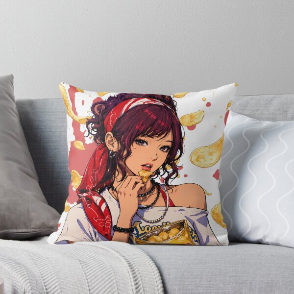 Item preview, Anime Aesthetic Potato Chips Girl, Modern Urban Illustration Art designed and sold by Talinowe.