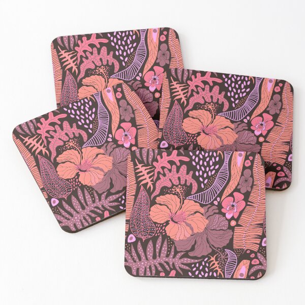 Item preview, Pink Tropical Botanical Pattern – Exotic Floral Jungle Leaves  designed and sold by Skryp-art.