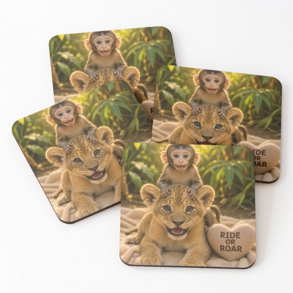 Item preview, Baby Monkey Riding Lion Cub Ride Or Roar designed and sold by BagFactoryUK.