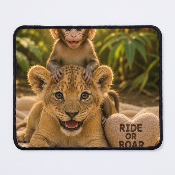Item preview, Baby Monkey Riding Lion Cub Ride Or Roar designed and sold by BagFactoryUK.