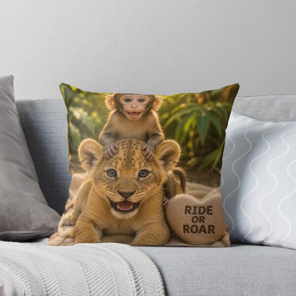 Item preview, Baby Monkey Riding Lion Cub Ride Or Roar designed and sold by BagFactoryUK.