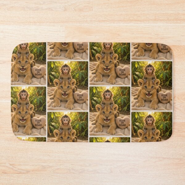 Item preview, Baby Monkey Riding Lion Cub Ride Or Roar designed and sold by BagFactoryUK.