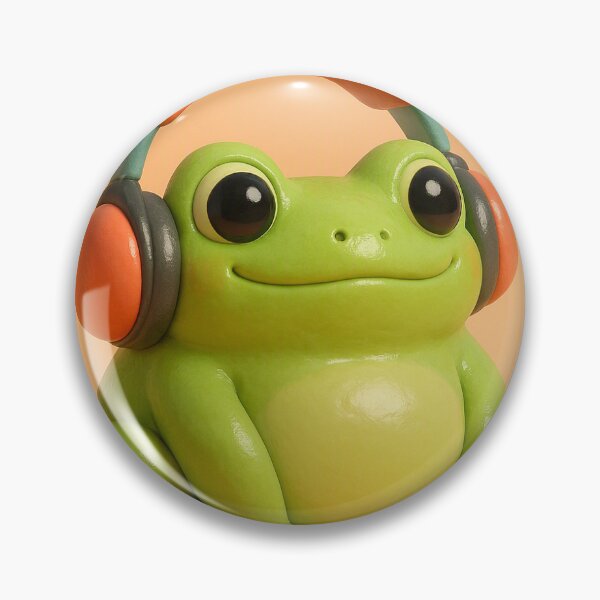 Artikelvorschau, Niedlicher 3D-Knetfrosch mit Kopfhörern, der Musik hört entworfen und verkauft von TataTopShop.