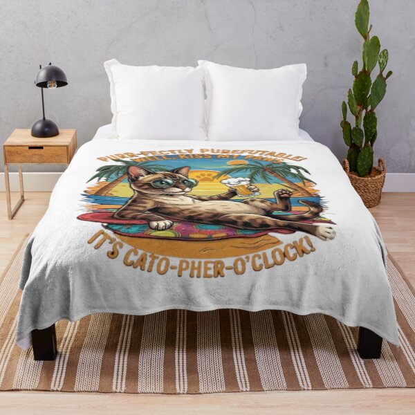 Item preview, Funny Beach Cat Happy Hour Pun designed and sold by PixelStyle Studio.