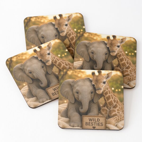 Item preview, Cute Baby Elephant Giraffe Wild Besties Friends designed and sold by BagFactoryUK.
