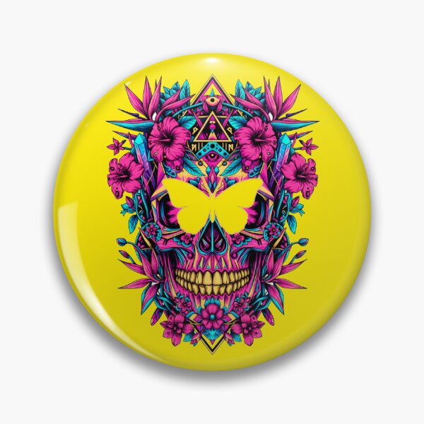 Item preview, Psychedelic Sugar Skull - Neon Floral Day of the Dead Art designed and sold by Outlet Raloel.