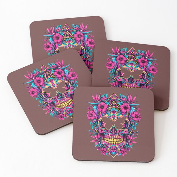 Item preview, Psychedelic Sugar Skull - Neon Floral Day of the Dead Art designed and sold by Outlet Raloel.
