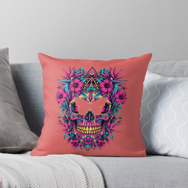 Item preview, Psychedelic Sugar Skull - Neon Floral Day of the Dead Art designed and sold by Outlet Raloel.
