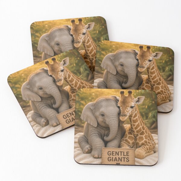 Item preview, Cute Baby Elephant Giraffe Gentle Giants Love designed and sold by BagFactoryUK.