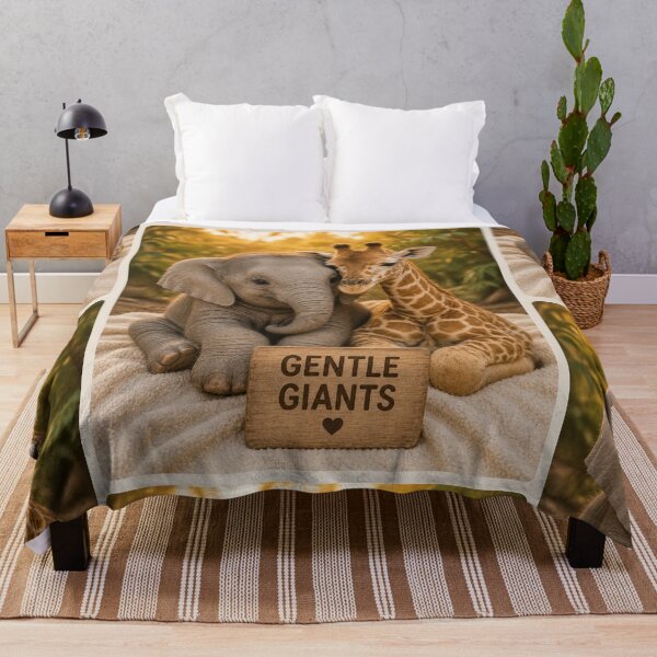 Item preview, Cute Baby Elephant Giraffe Gentle Giants Love designed and sold by BagFactoryUK.