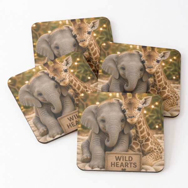 Item preview, Wild Hearts Baby Elephant Giraffe Cute Animals designed and sold by BagFactoryUK.