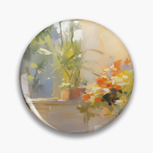 Item preview, Impressionist Sunny Terrace with Flowers designed and sold by AniDragonfly.