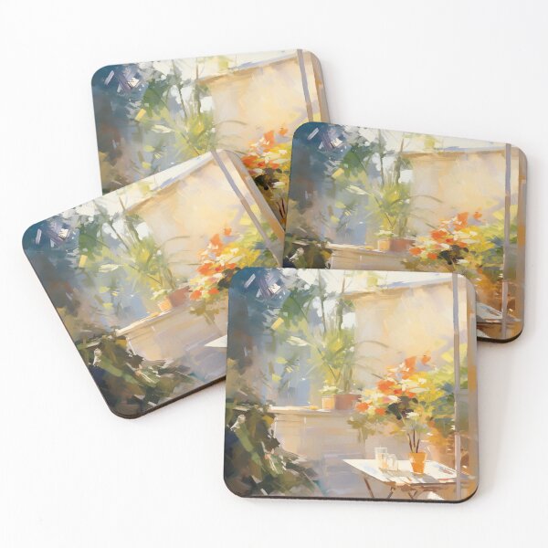 Item preview, Impressionist Sunny Terrace with Flowers designed and sold by AniDragonfly.