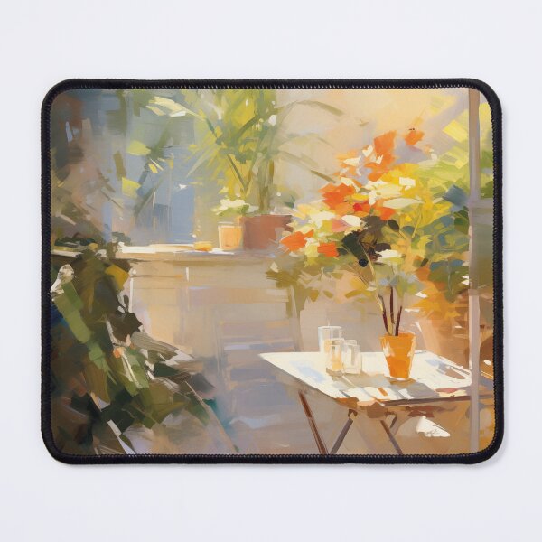 Item preview, Impressionist Sunny Terrace with Flowers designed and sold by AniDragonfly.