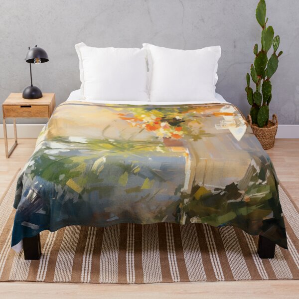 Item preview, Impressionist Sunny Terrace with Flowers designed and sold by AniDragonfly.