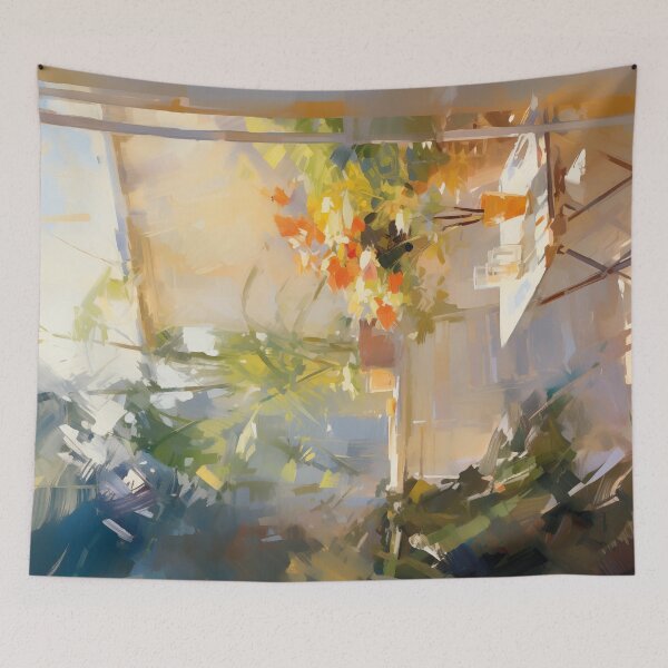 Item preview, Impressionist Sunny Terrace with Flowers designed and sold by AniDragonfly.