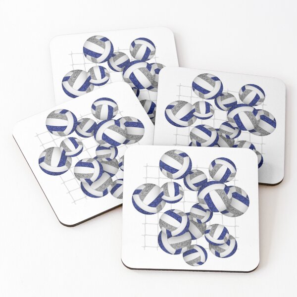 Item preview, Navy blue & gray girly volleyballs pattern with net accent designed and sold by katzdzynes.