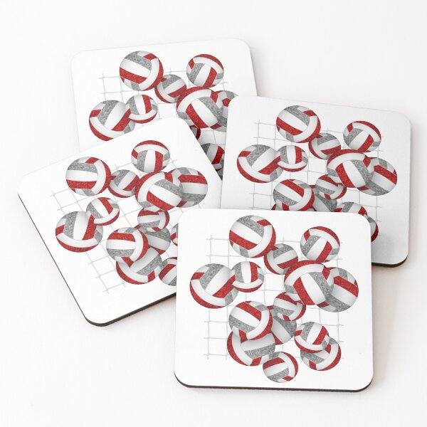 Item preview, Red & gray girly volleyballs pattern with net accent designed and sold by katzdzynes.