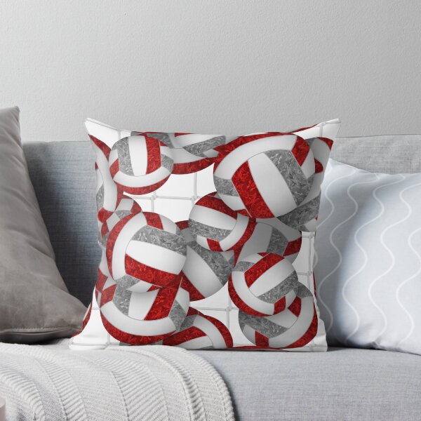 Item preview, Red & gray girly volleyballs pattern with net accent designed and sold by katzdzynes.