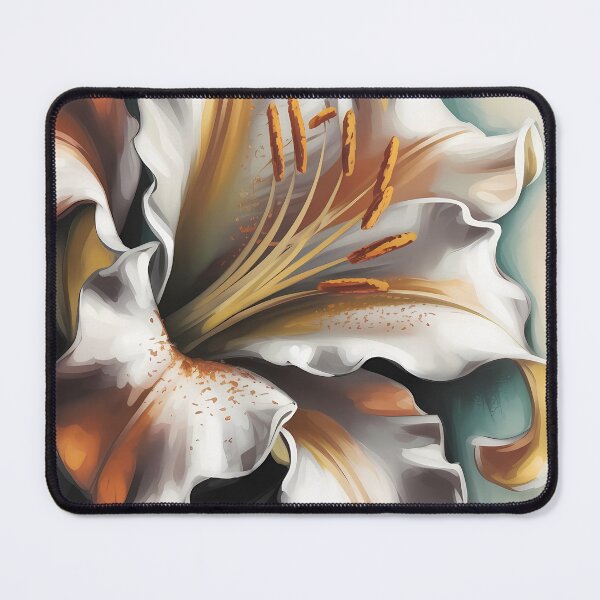 Item preview, White Lily Oil Painting — Macro Floral Wall Art Gold Teal Botanical Print Elegant Decor designed and sold by SellingWSarah17.