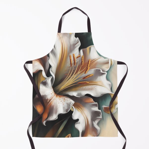 Item preview, White Lily Oil Painting — Macro Floral Wall Art Gold Teal Botanical Print Elegant Decor designed and sold by SellingWSarah17.