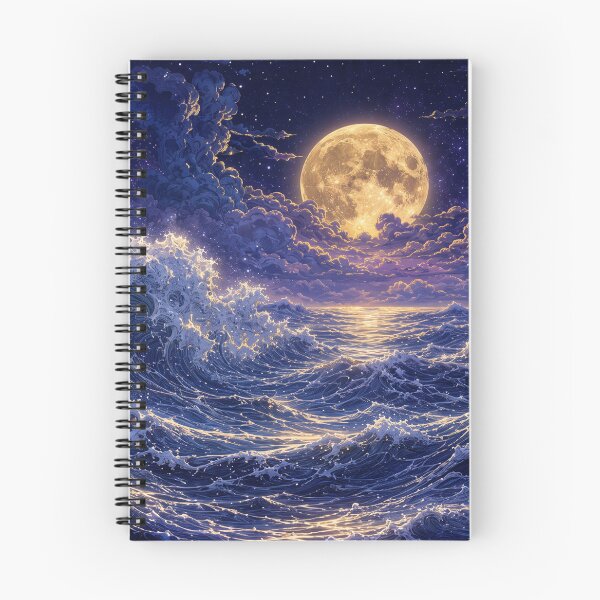 Item preview, Moonlit Ocean Waves Fantasy Desk Mat Design designed and sold by Art JSMY.