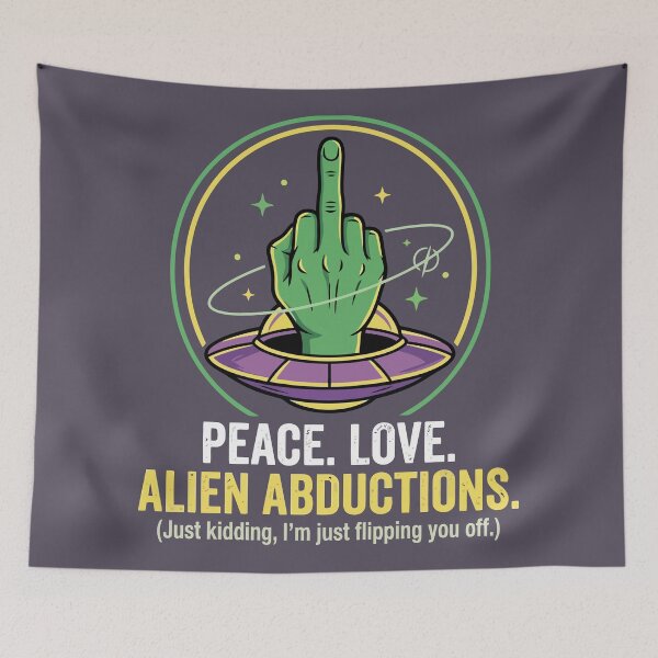 Item preview, Funny Alien Abduction Middle Finger UFO Space Humour designed and sold by Amir Faysal.