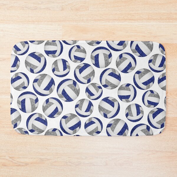 Item preview, Girly volleyballs pattern with navy blue & gray team colors  designed and sold by katzdzynes.