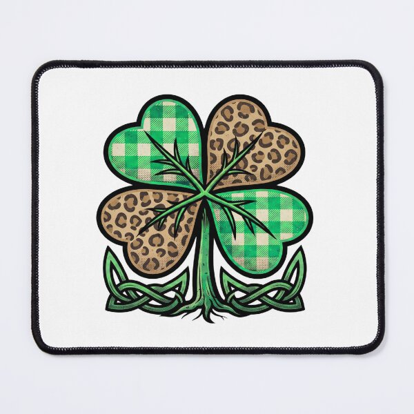 Item preview, festive irish shamrock heart plaid art St Patricks Day designed and sold by ArtDesignTp.