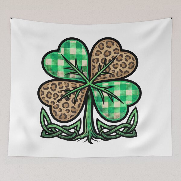 Item preview, festive irish shamrock heart plaid art  St Patricks Day designed and sold by ArtDesignTp.