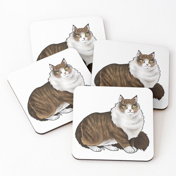 Item preview, Cat - Norwegian Forest Cat - White and Tabby designed and sold by Jennifer Stolzer.