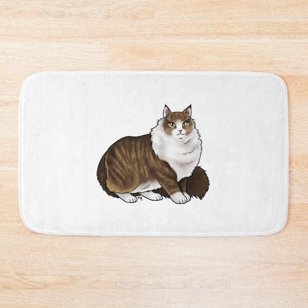 Item preview, Cat - Norwegian Forest Cat - White and Tabby designed and sold by Jennifer Stolzer.