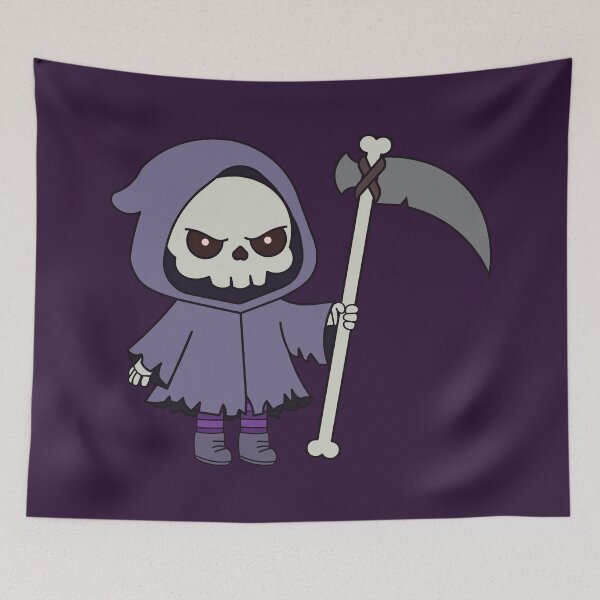 Item preview, Cute Kawaii Grim Reaper | Angry looking with bone Scythe designed and sold by Hallowed Artistry.