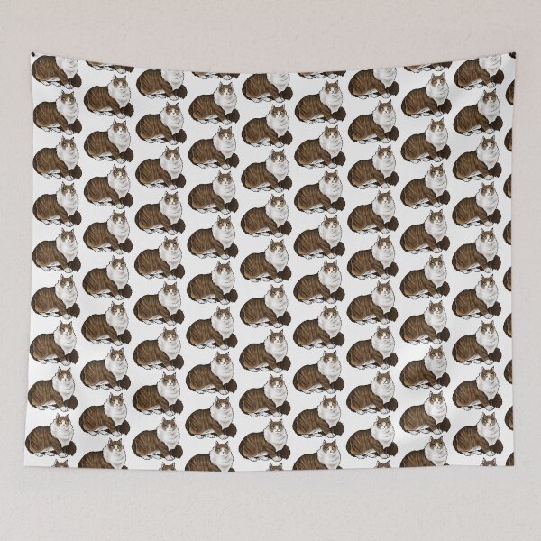 Item preview, Cat - Norwegian Forest Cat - White and Tabby designed and sold by Jennifer Stolzer.