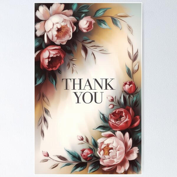 Item preview, Floral Thank You Card — Watercolor Peonies Roses Teal Leaves Elegant Botanical Art designed and sold by SellingWSarah17.