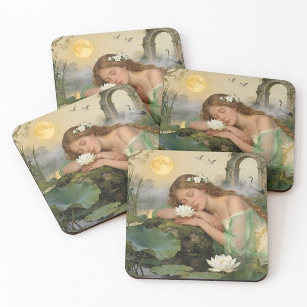 Item preview, Ethereal Garden Portrait of a Serene Woman with Lotus Flower designed and sold by Lucia Amaris Art.