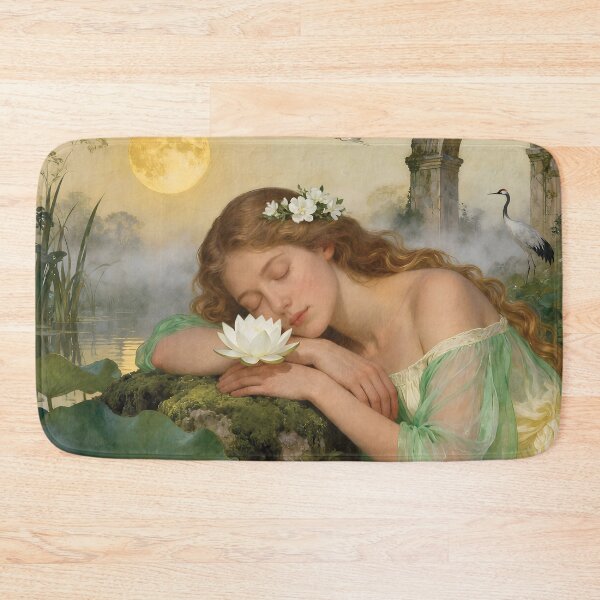 Item preview, Ethereal Garden Portrait of a Serene Woman with Lotus Flower designed and sold by Lucia Amaris Art.