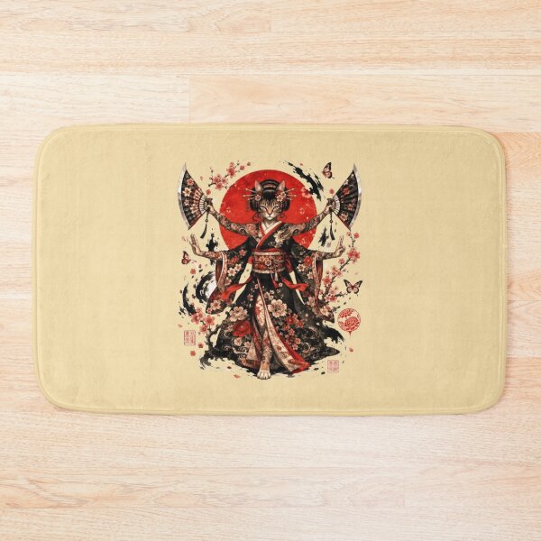 Item preview, Four-Armed Warrior Cat Geisha | Sakura Kimono | Japanese Feline Art designed and sold by Natalia-Vlad.