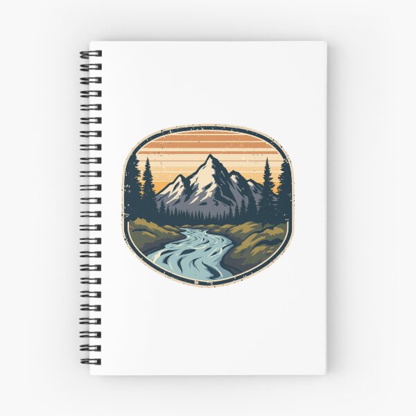 Item preview, Retro Mountain Hiking Badge Wild River designed and sold by Everyday Motif.