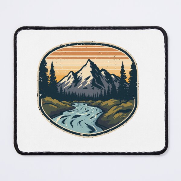 Item preview, Retro Mountain Hiking Badge Wild River designed and sold by Everyday Motif.