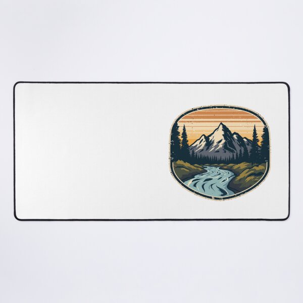 Item preview, Retro Mountain Hiking Badge Wild River designed and sold by Everyday Motif.