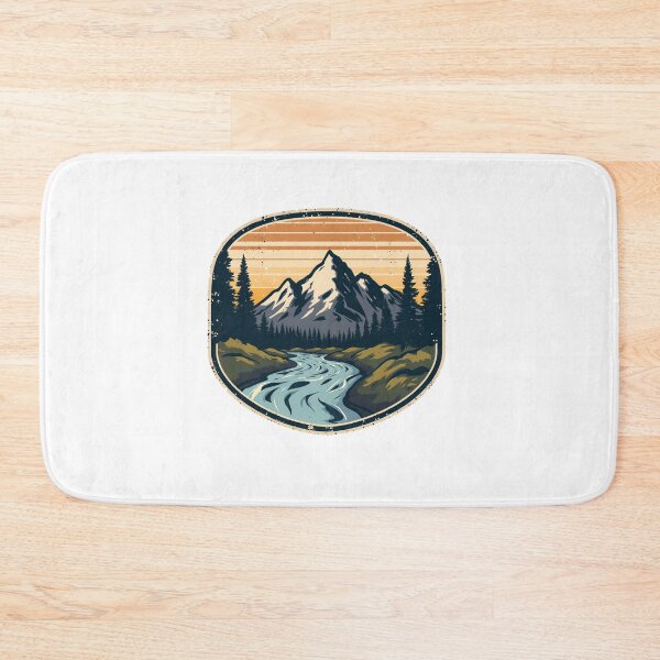 Item preview, Retro Mountain Hiking Badge Wild River designed and sold by Everyday Motif.
