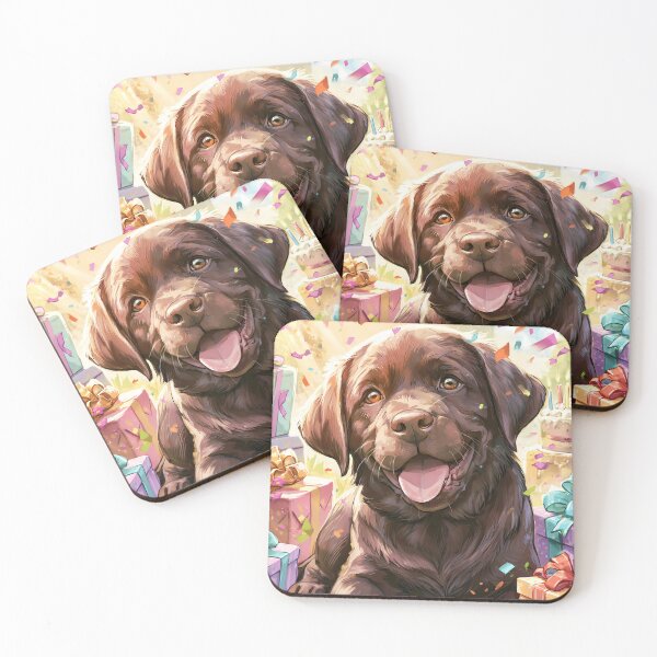Item preview, Chocolate Labrador Birthday Card — Happy Puppy Confetti Gifts Cake Colorful Celebration designed and sold by SellingWSarah17.